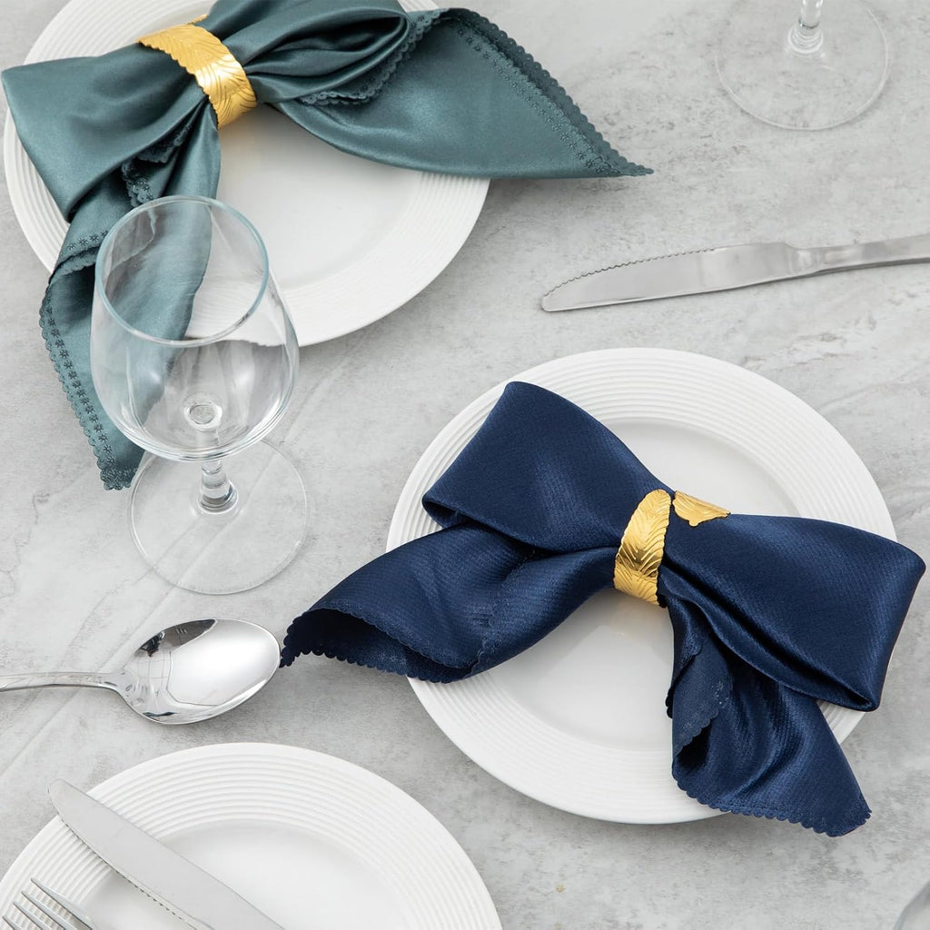 Gold Leaf Napkin Rings, Metal Leaves Napkin Ring - Set of 8