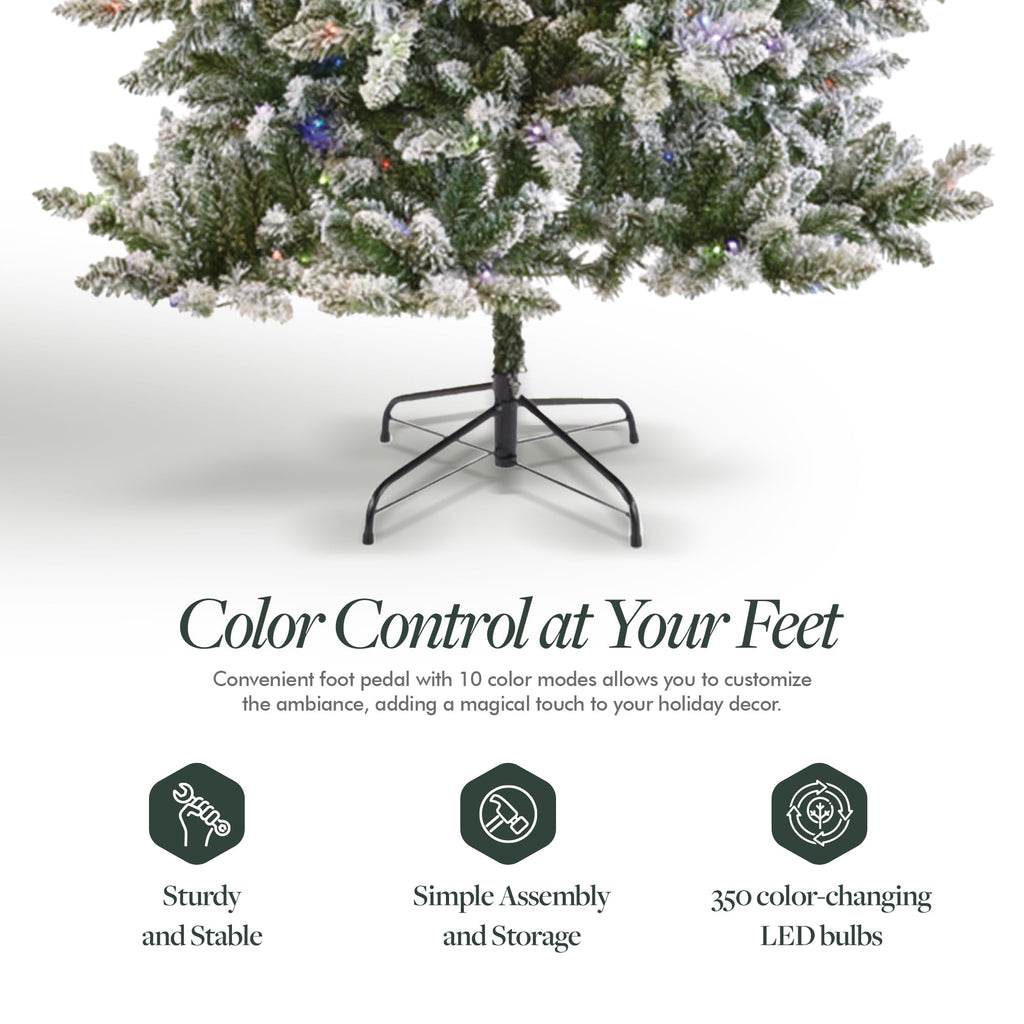 Cypress - Pre-Lit Flocked Christmas Tree - 7 ft Warm White/Multi LED