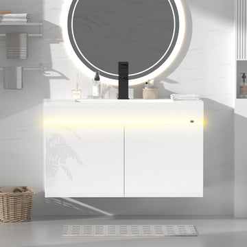 30 inch Bathroom Vanity W/Sink Combo, High Gloss Bathroom Cabinet