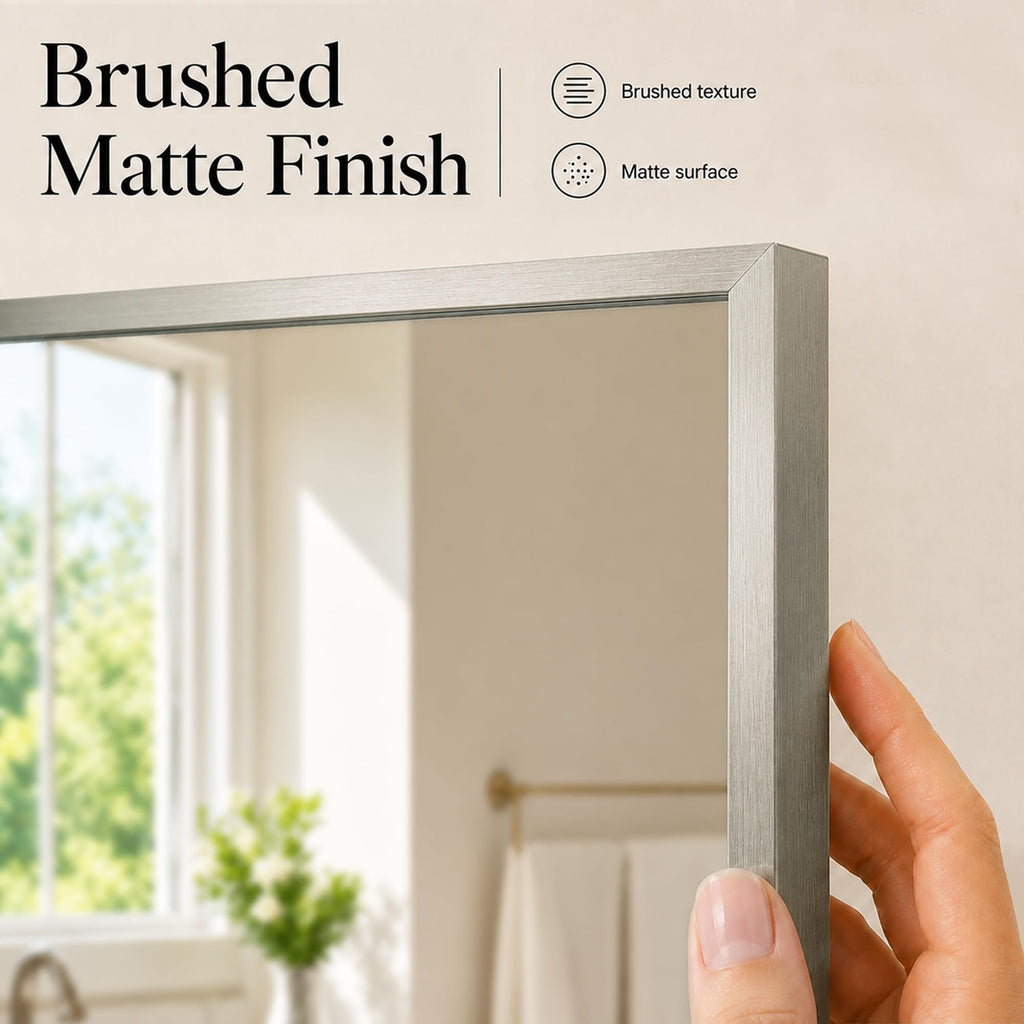 30x30 Inch Brushed Nickel Square Bathroom Vanity Mirror