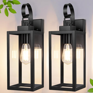 16.5" Large Outdoor Wall Light Fixtures, Modern Black Porch Lights