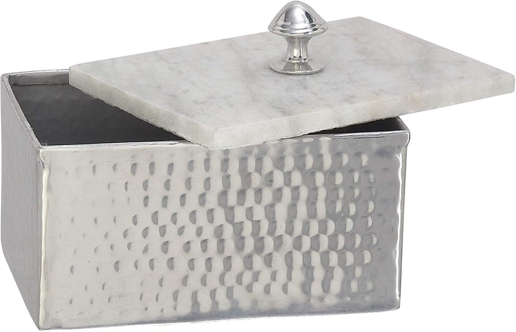 Marble Decorative Jewelry Box Jewelry Organizer with Marble Lid, Jewelry Holder 7" x 5" x 6", Gray