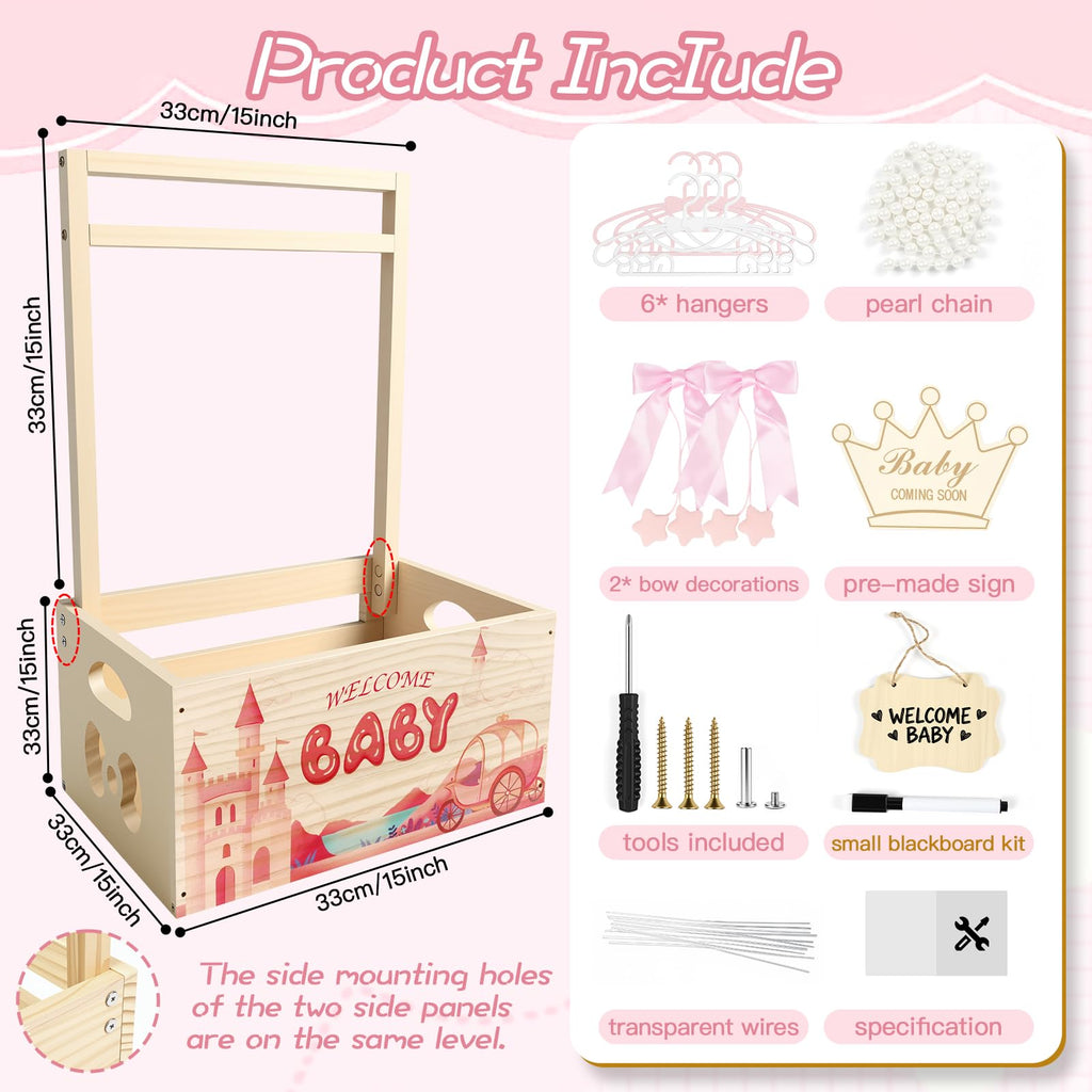 Wooden Baby Shower Crate Closet, Baby Shower Gift Basket for Newborn Gifts