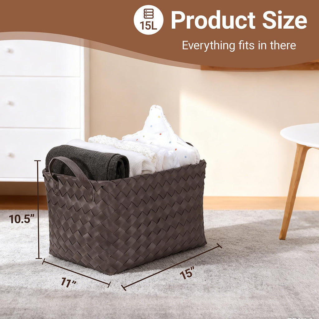4-Pack Laundry Baskets,Wicker Storage Baskets for Shelves,Coffee