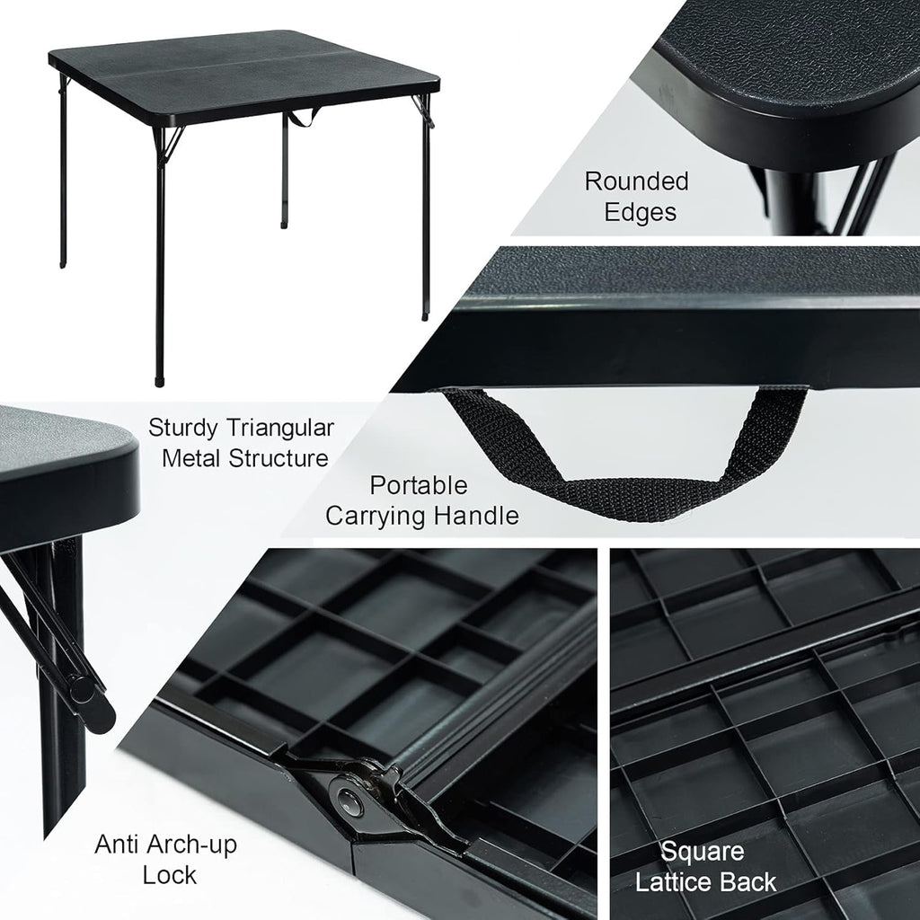 Folding Table and Chair Set, Dining Table Set of 5, Protable 35'' Square Card Table with 4 Folding Chairs for Indoor