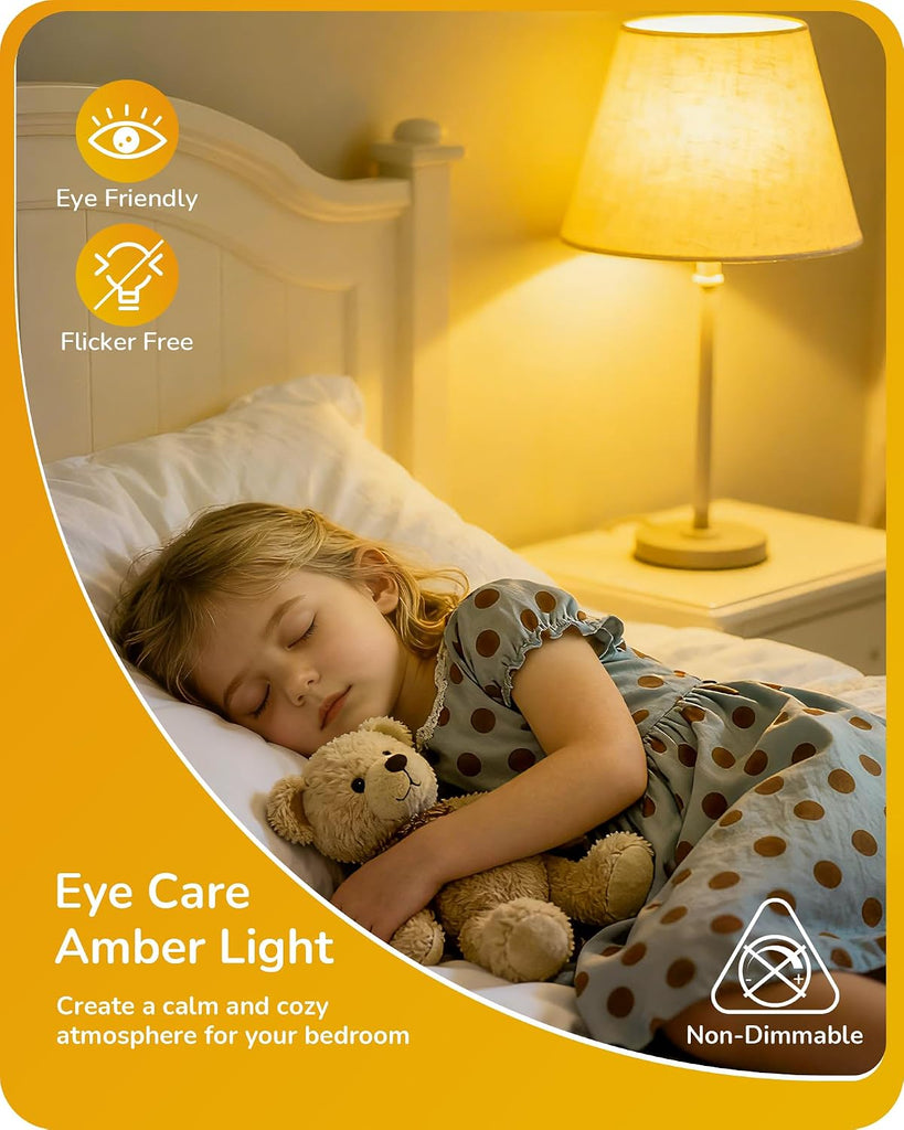 9W A19 Yellow Bug Light Bulbs, 2400K Amber E26 8-Pack