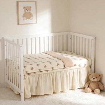 Organic Cotton Muslin Baby Crib Bedding Set 3 Piece Soft for Infant Newborn Toddler Boys Girls 52"x28", Nursery Bed