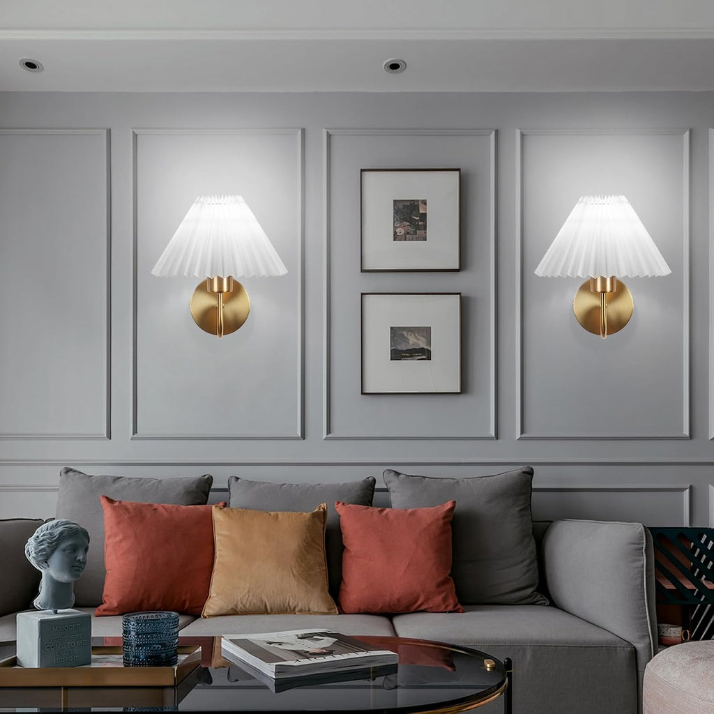 Wall Sconces Sets of 2 RGB Battery Operated Wall Sconces for Bedroom Dresser Classic Golden Wall Lamp with Remote for