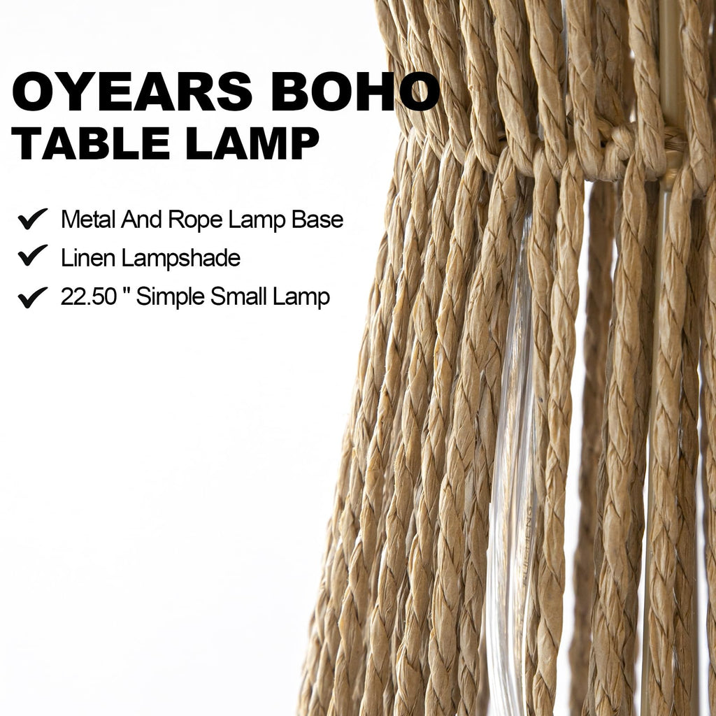 22.5" Table Lamps, Boho Lamps Set of 2 s, Bedside Lamp for Nightstands, Rattan Lamp, Farmhouse Table Lamp for Room
