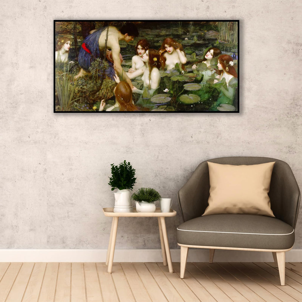 John William Waterhouse Canvas Wall Art Hylas And The Nymphs Poster - Characters Landscape Historical Culture