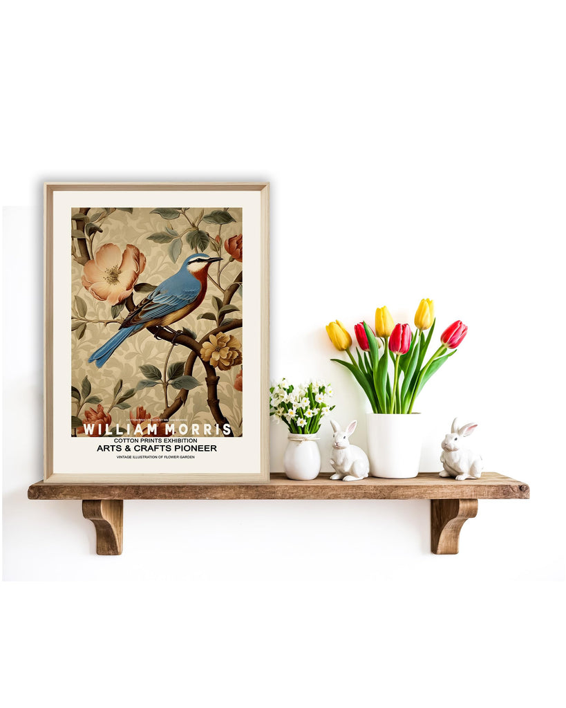 William Morris Inspired Wood Framed Wall Art, 12x16 Inch, Set of 3