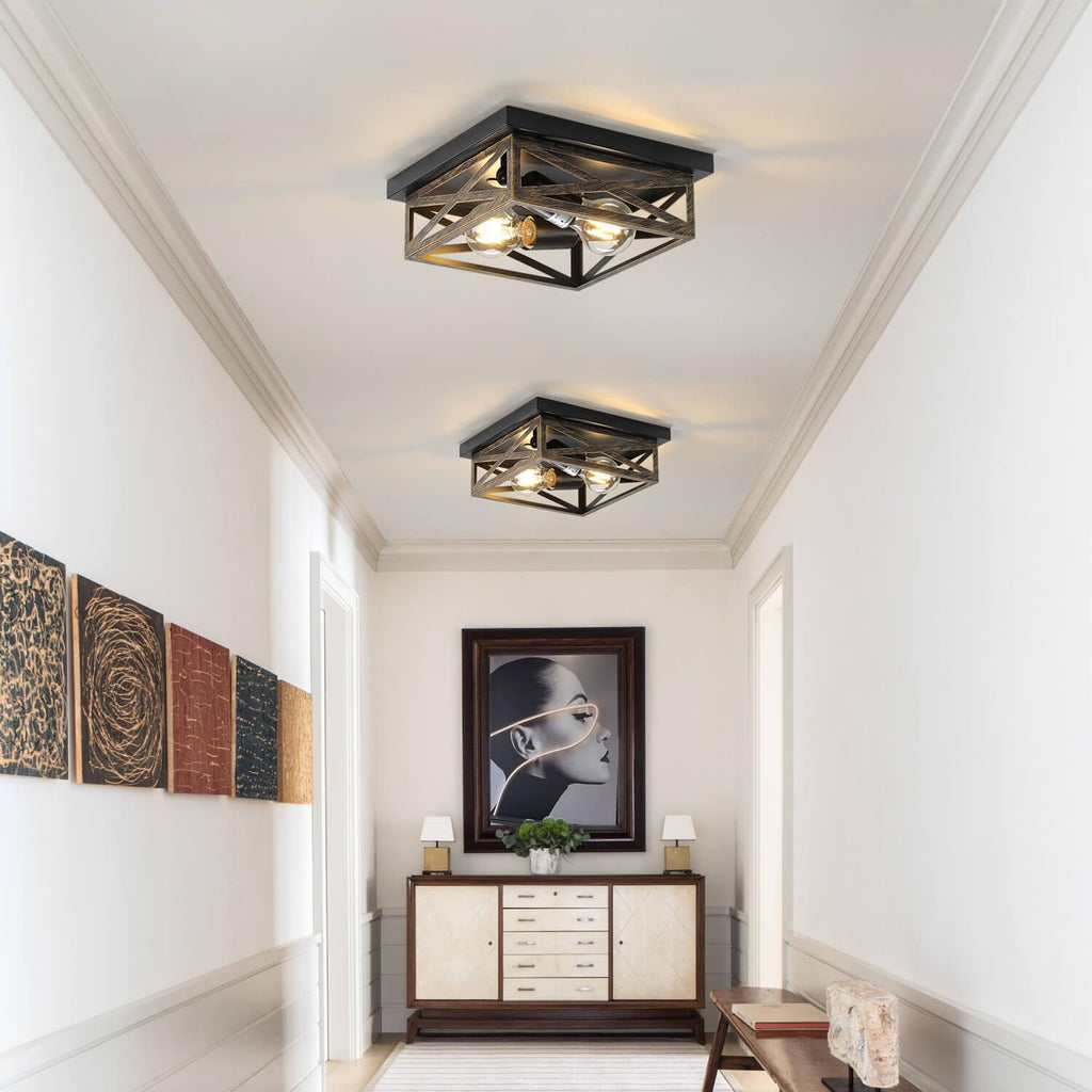 2Pack Rustic Flush Mount Ceiling Light Fixture, Modern Farmhouse Light Fixture, Kitchen Hallway Light Fixtures