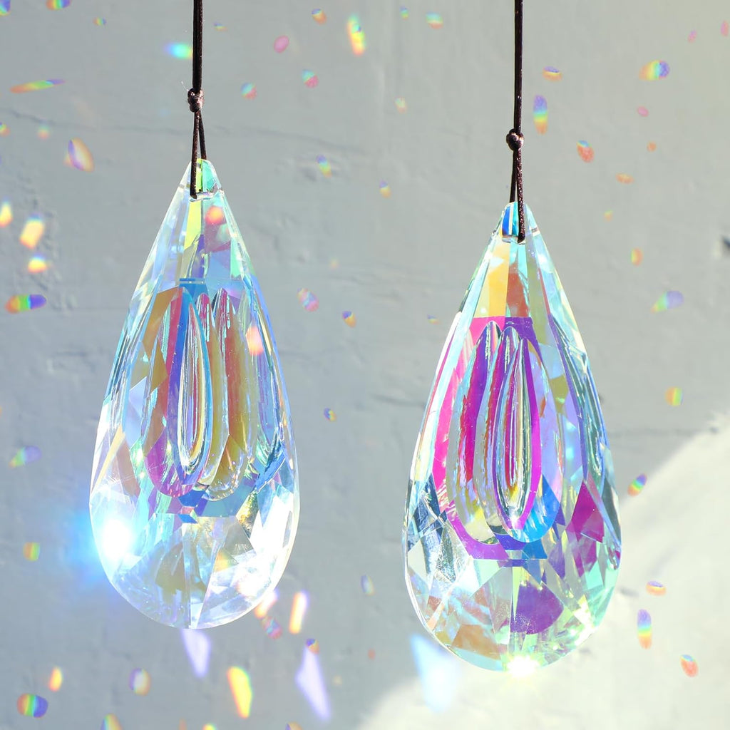 120mm Crystal Suncatcher, 2 Pack Large Prism Sun Catchers Indoor Windows - Hanging Ornaments Rainbow Maker Pendant