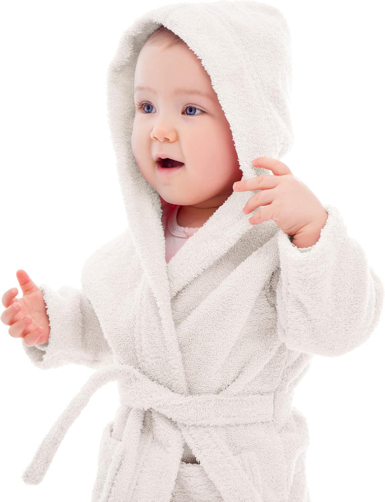 Organic Turkish Cotton-Acrylic Boys Girls Hooded Bathrobe