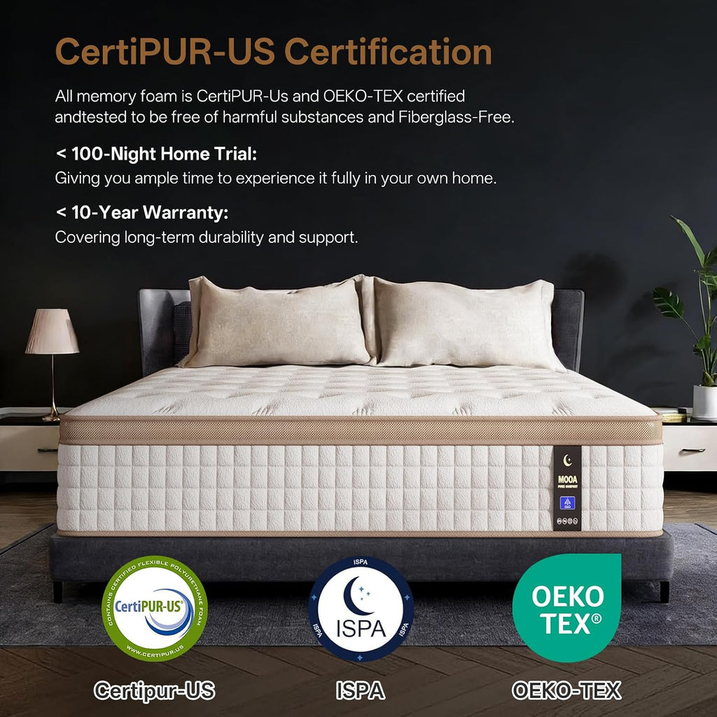 Queen 12 Inch Hybrid Mattress in a Box, Medium Firm, Gel Cooling | Memory Foam & Pocket Springs, Pressure Relief