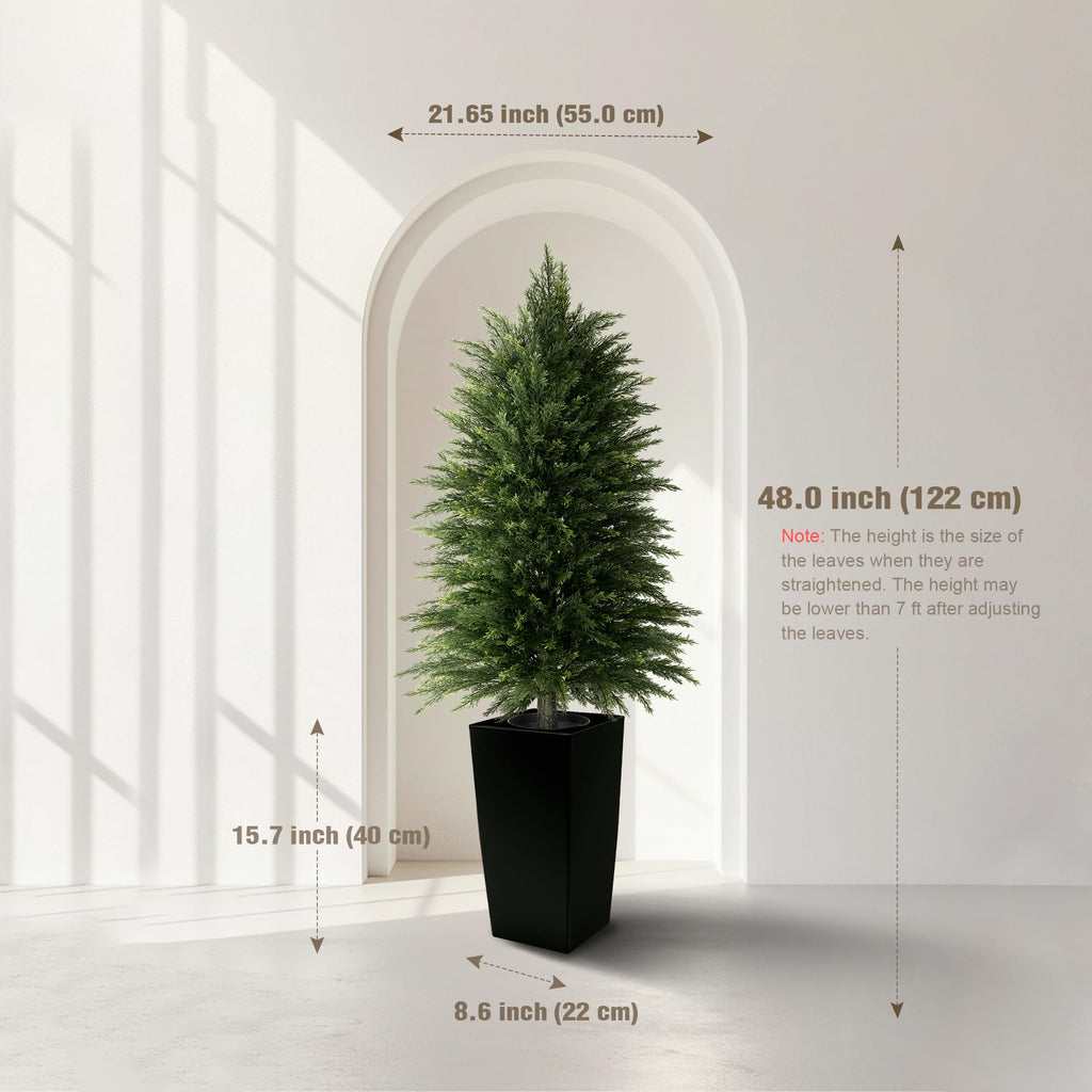 4ft UV Resistant Artificial Cedar Trees, Full Realistic Shape, 2-Pack Black
