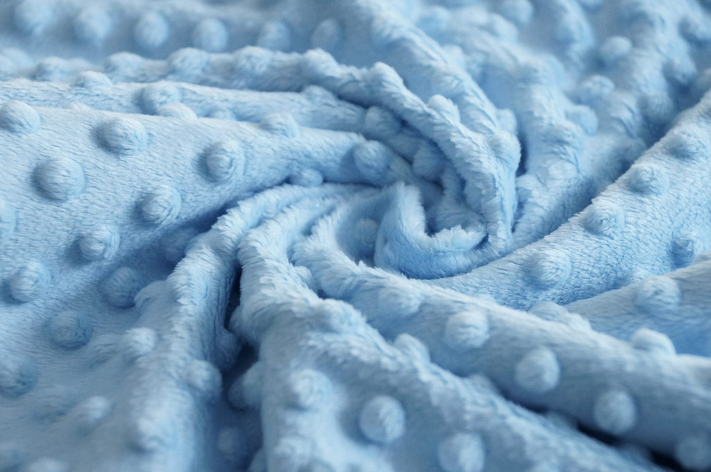 Sky Blue Minky Bubble Dimple Dot Plush Fur Fabric Polyester 58-60"
