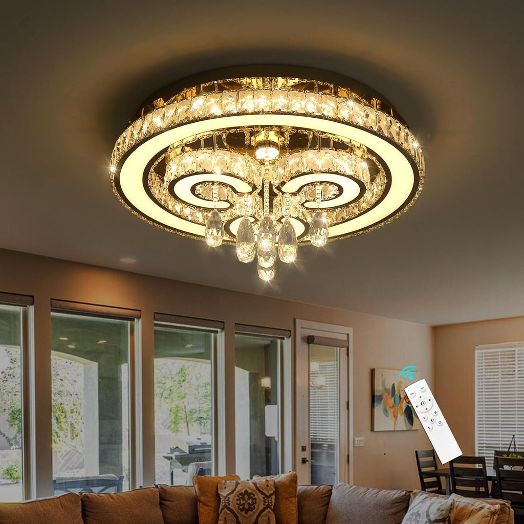 Modern Chandeliers Bedroom LED Light Crystal Flush Mount Ceiling Lights for Dining Room Gold Chandelier Sparkling