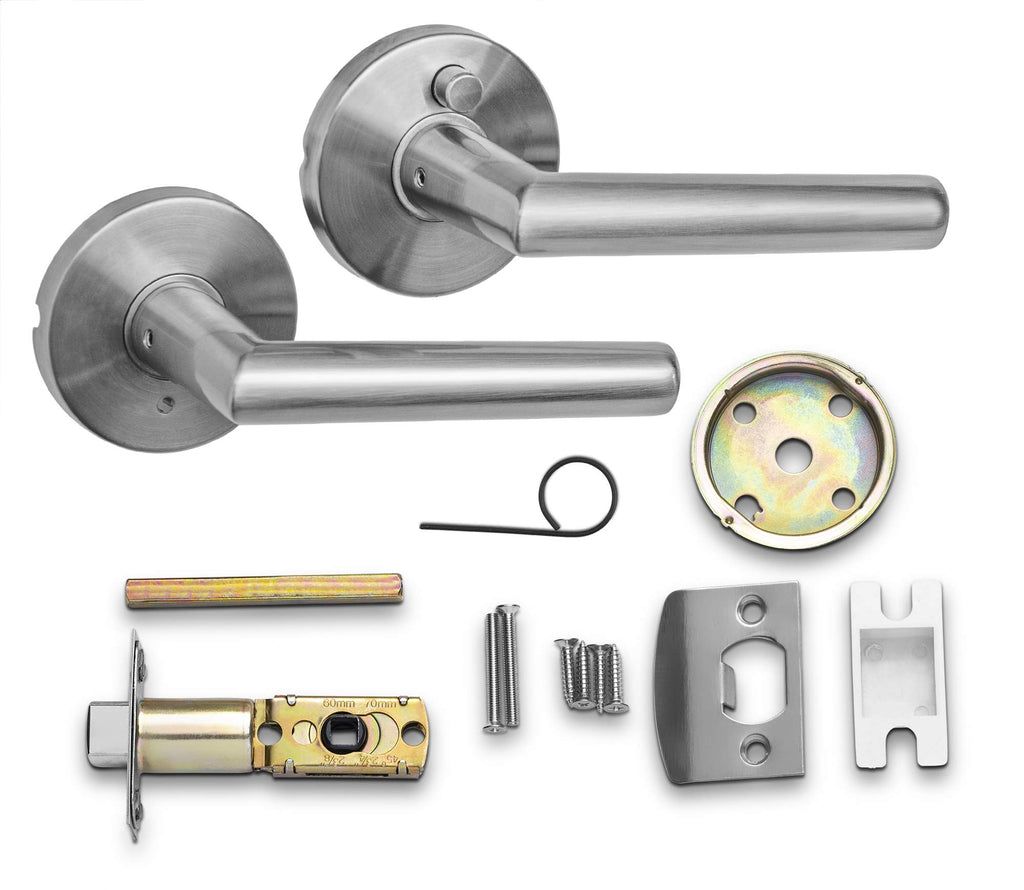 Privacy Lever Door Handle Sleek Round Easy to Open Locking Lever Set [ ] Reversible for Right & Left Sided Doors