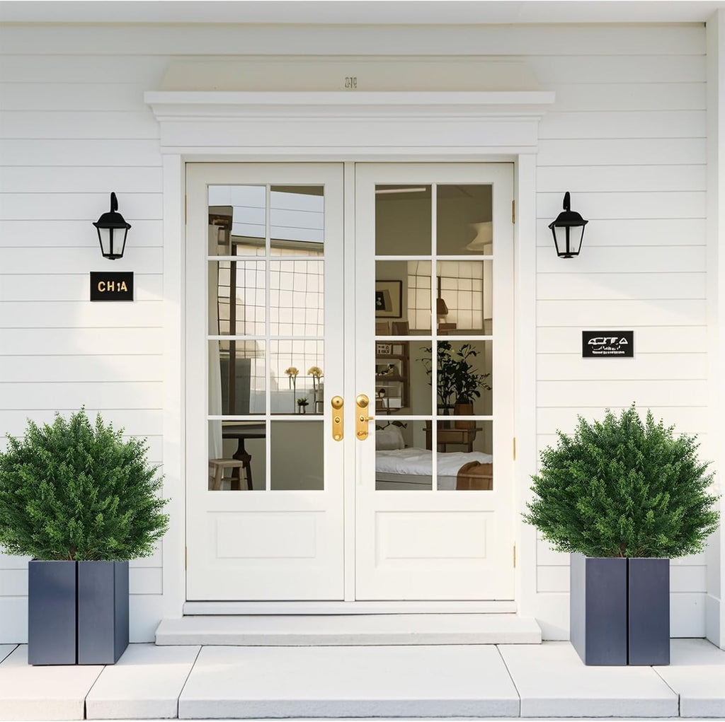 4Pack Artificial Cedar Topiary Ball Trees Outdoor, UV Resistant