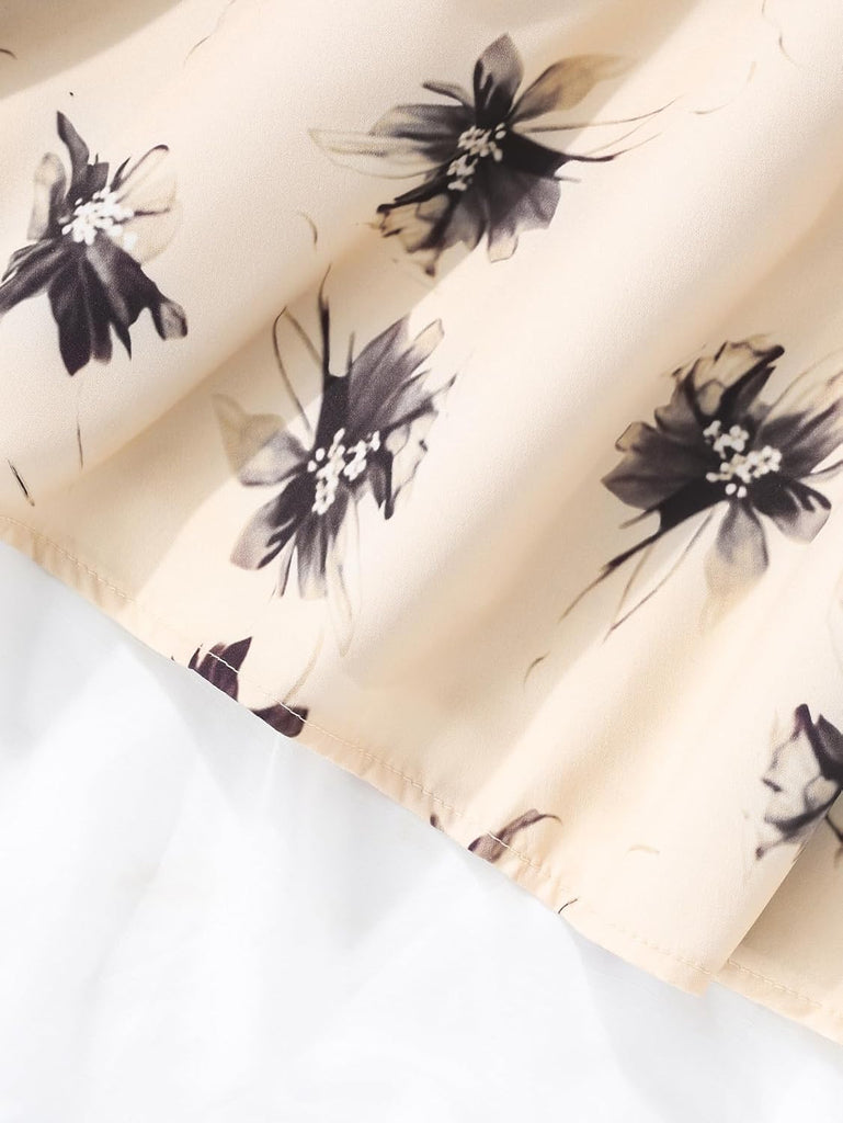 NEW Girls Elegant Dress Short Sleeve A-Line Floral Midi Party Special Occasion