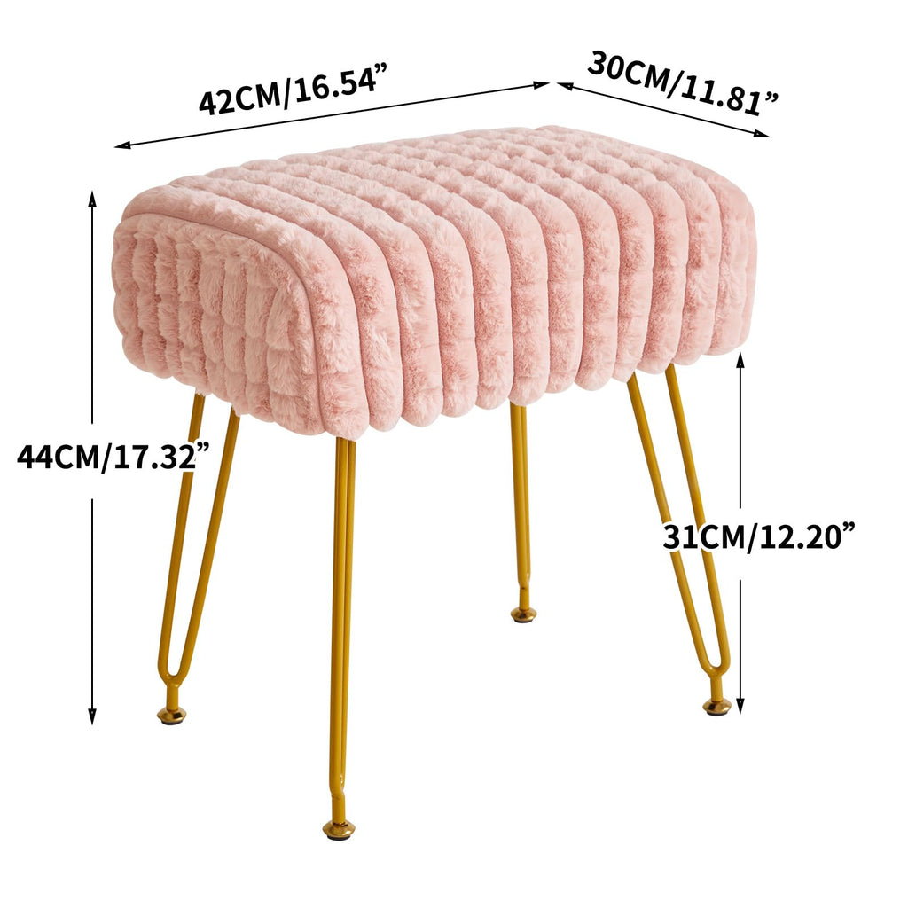 Makeup Vanity Chair, Rectangular Footrest Stool, Pink