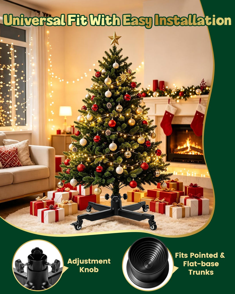 Rolling Christmas Tree Stand Base for Up to 7.5 FT Artificial Trees