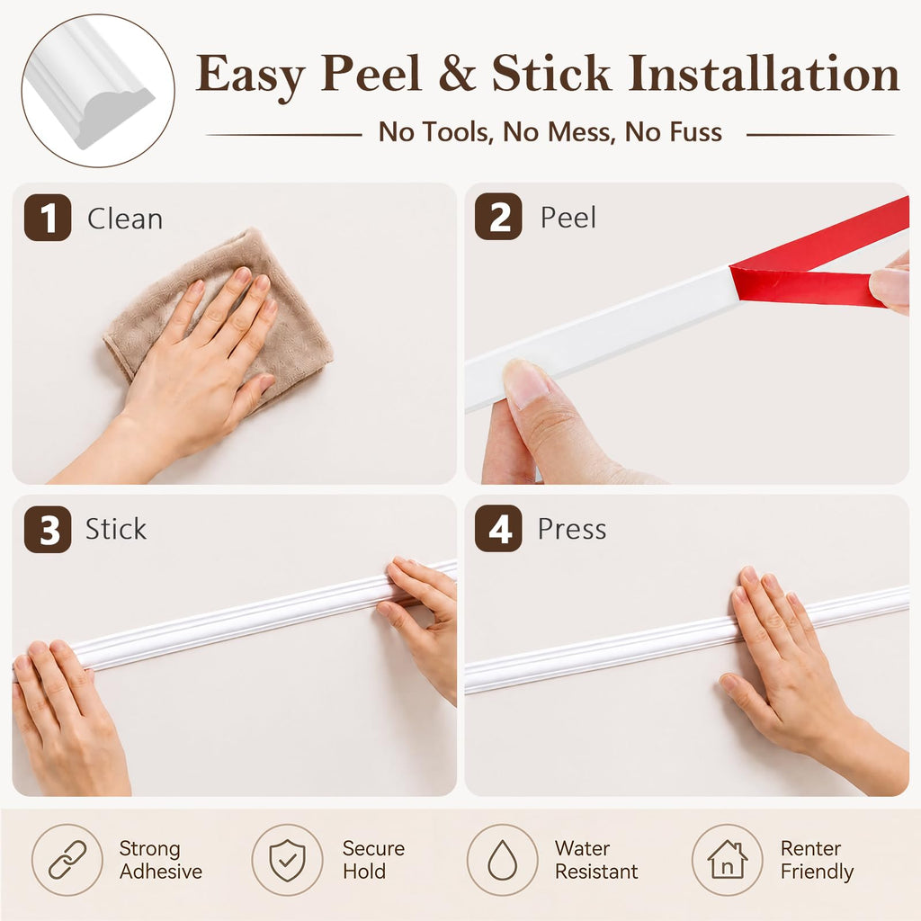2 Pcs 10FT Flexible Peel and Stick , White