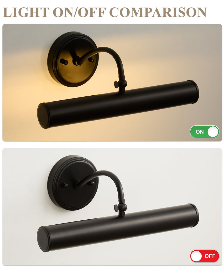 Hardwired Picture Lights,15 Inch,2‐Light Black Vintage Art Light