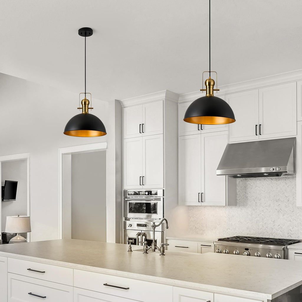12 Inch Black Farmhouse Pendant Lights Island 3 Pack