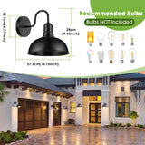 Outdoor Wall Sconce, 2 Pack Exterior Waterproof Farmhouse Barn Light Fixture, Black Garage Wall Lantern