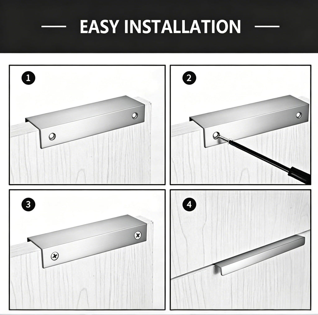 1.97 Inch Finger Pull 10Pcs, 1.26 Inch Hole Centers, Aluminum Alloy, Silver