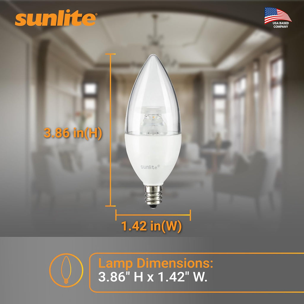 LED B11 Frosted Torpedo Tip Chandelier Light Bulb, 4.5 Watts (40W Equivalent) 300 Lumens, Candelabra E12 Base