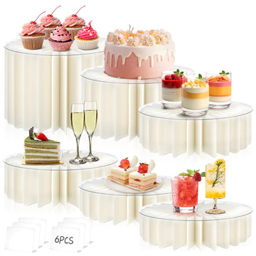 6Pcs Buffet Risers, Food Risers for Table, Foldable Cake Stands for Party, Paper Dessert Table Display Set, Cupcake