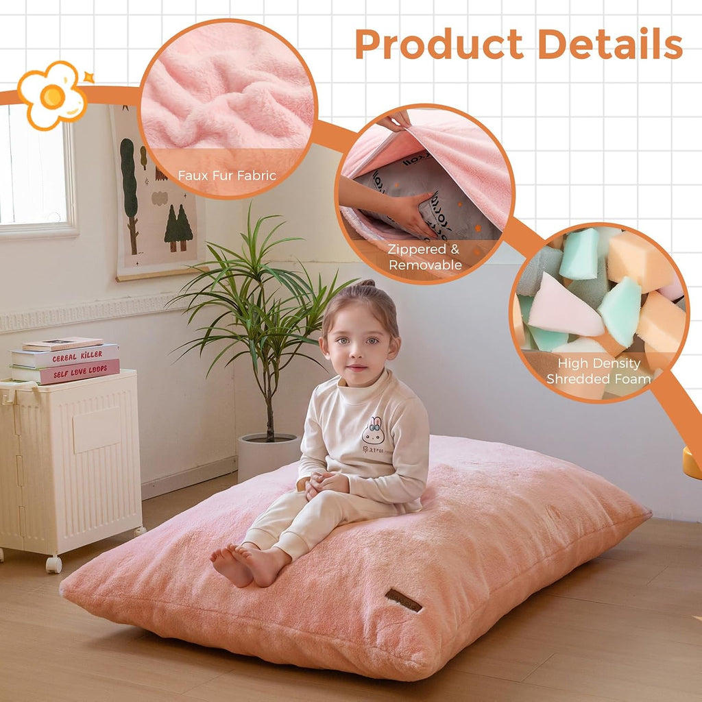 3 in 1 Kids Bean Bag Chair, Comfy Floor Sofa with Removed Cover