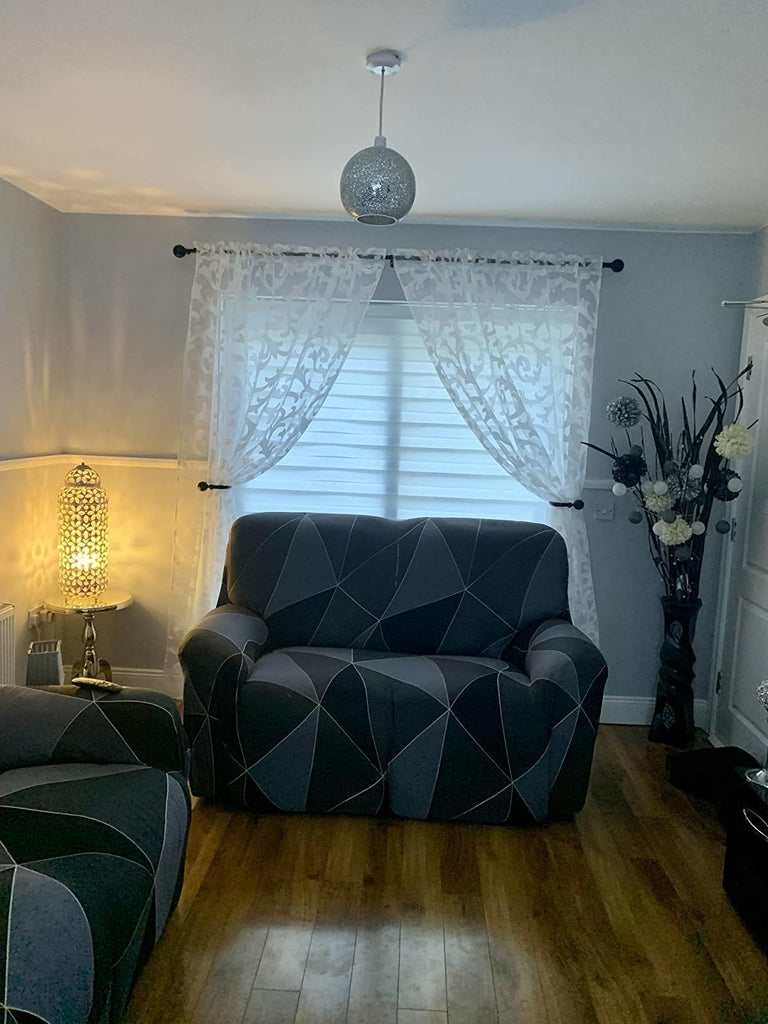 Elegant White Sheer Curtains, Light Filtering Voile Drapes, Rod Pocket Window Curtains Drapes, Scroll Jacquard
