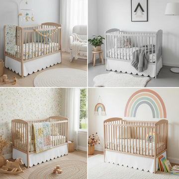 Sclloped Bed Skirt, Crib Size (28" x 52") Inch + 14" Drop 100% Microfiber Bed Skirt for Baby Boys or Girls - Ivory