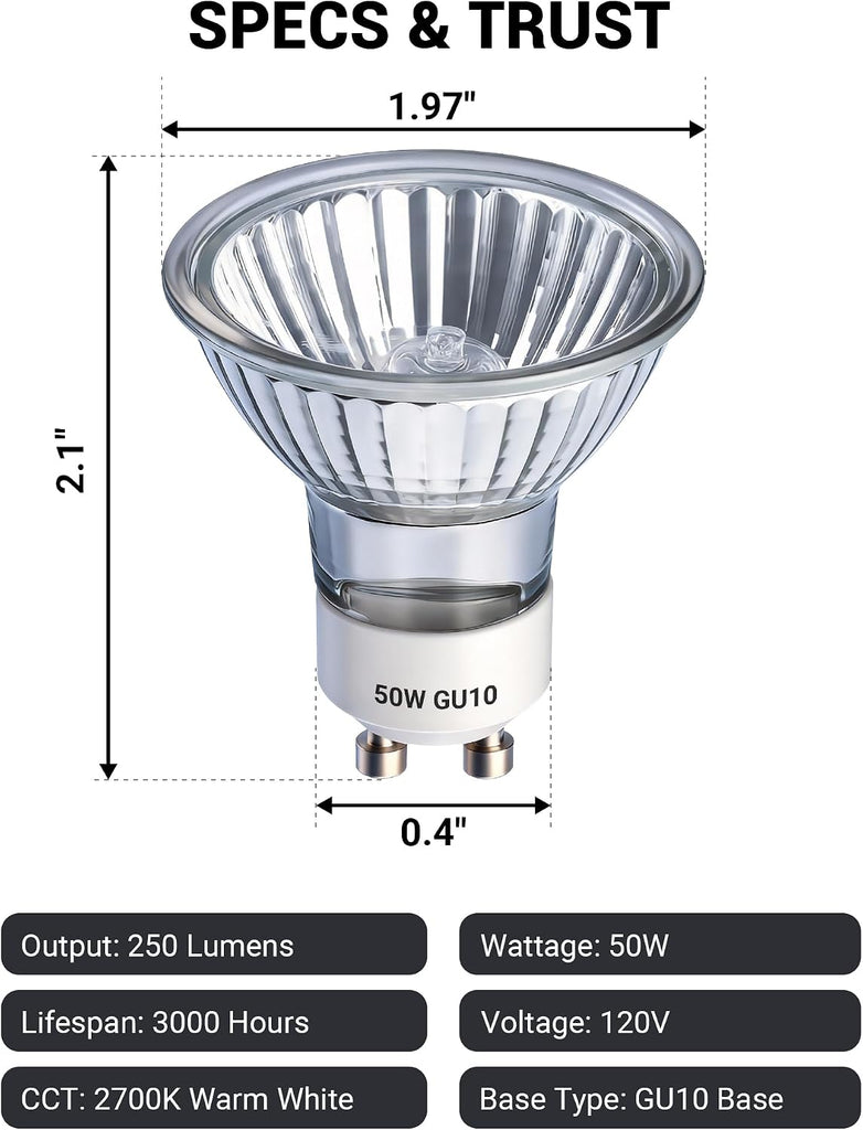 Candle Warmer Lamp Bulb, GU10 Led Bulb 120V 50W Light Bulbs for Candle Lamp, GU10+C, MR16 with Glass Cover, 2700K