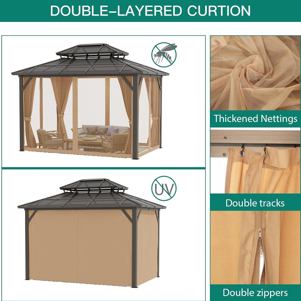 12'x10' Hardtop Gazebo, Heavy Duty Aluminum Permanent Hardto - Image 3