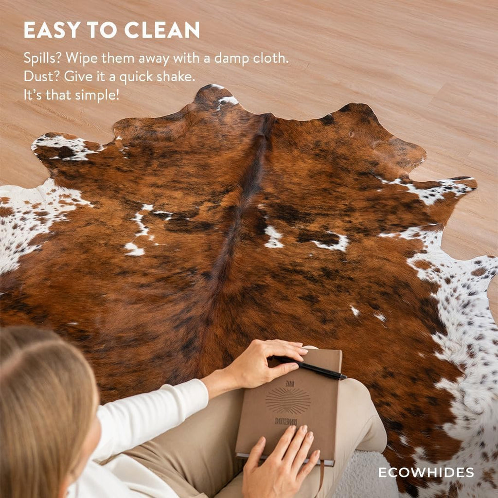 100% Genuine Brazilian Cowhide Rug - Tricolor - Luxury Cowskin Leather Area Rug Décor 7 x 6 feet