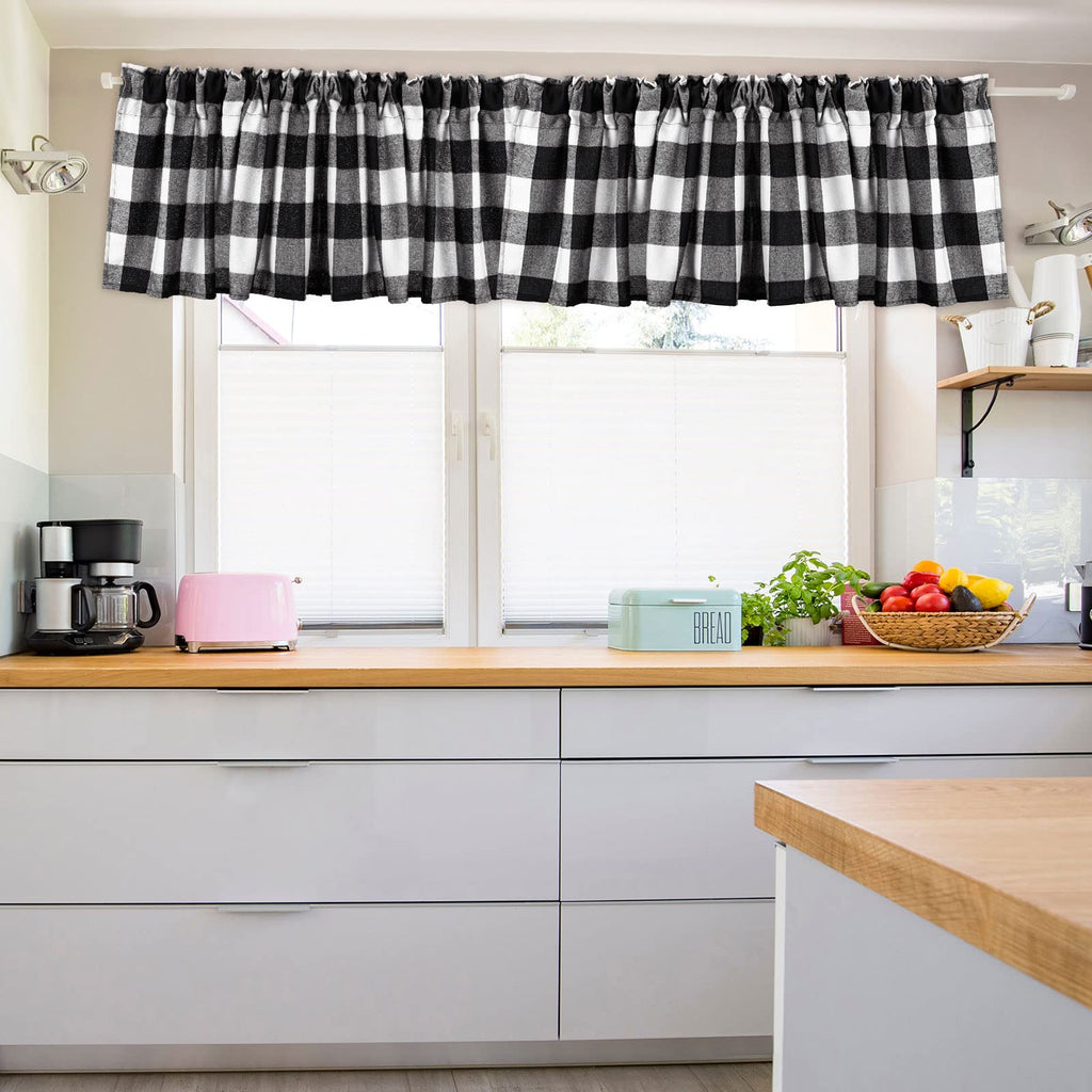 4 Pcs Buffalo Plaid Window Valance Curtains