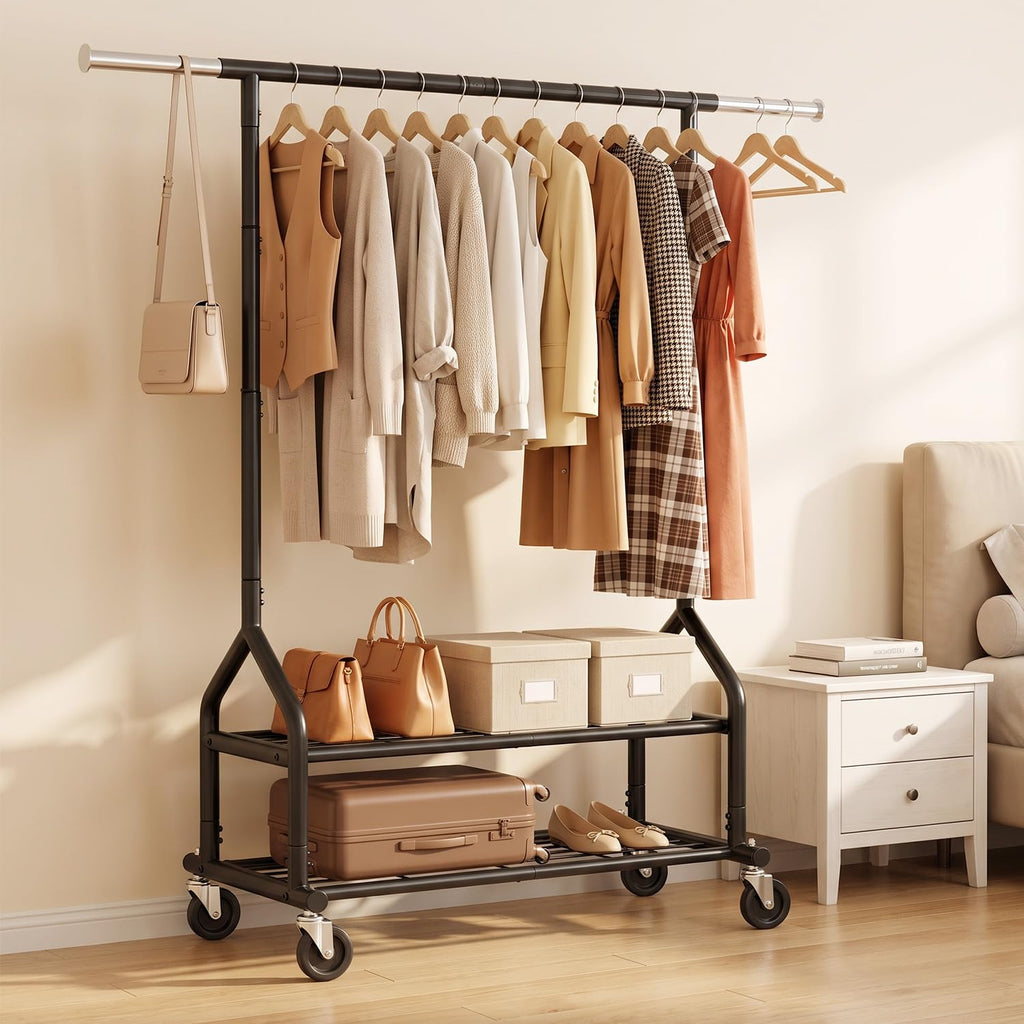 Heavy Duty Clothes Rack, 31.5-51.2 inch Expandable Rod (Black)