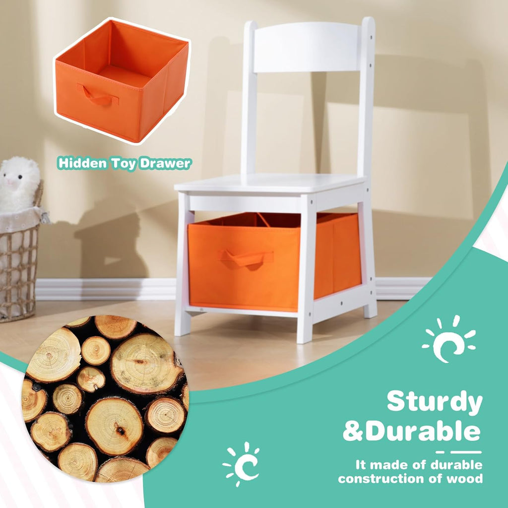 Wooden Kid's Study Desk and Chair Set w/Bookshelf, Corkboard & Storage Bin