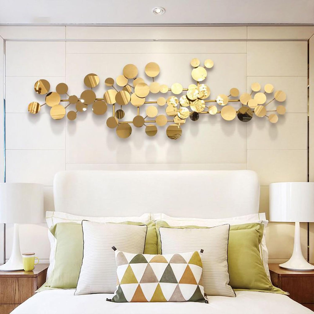 3D Wall Art Decor, Large Metal Wall Art Modern Gold Circles Wall Sculptures Luxurious Decor Geometric Wall Sculpture