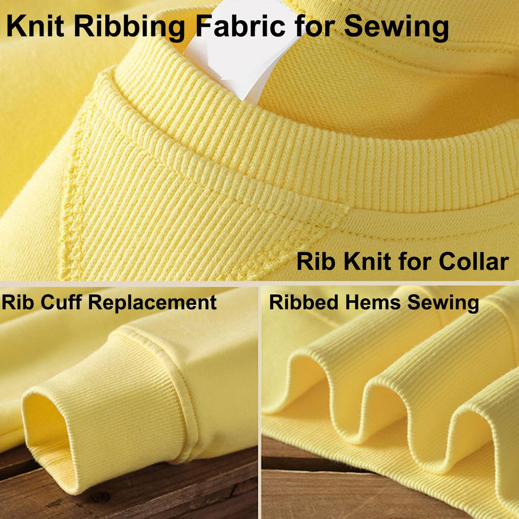 Soft Cotton Ribbing Fabric for Cuffs Collar and Waistband Stretch Rib Knitted Fabric for Sewing Jackets Coats (Black