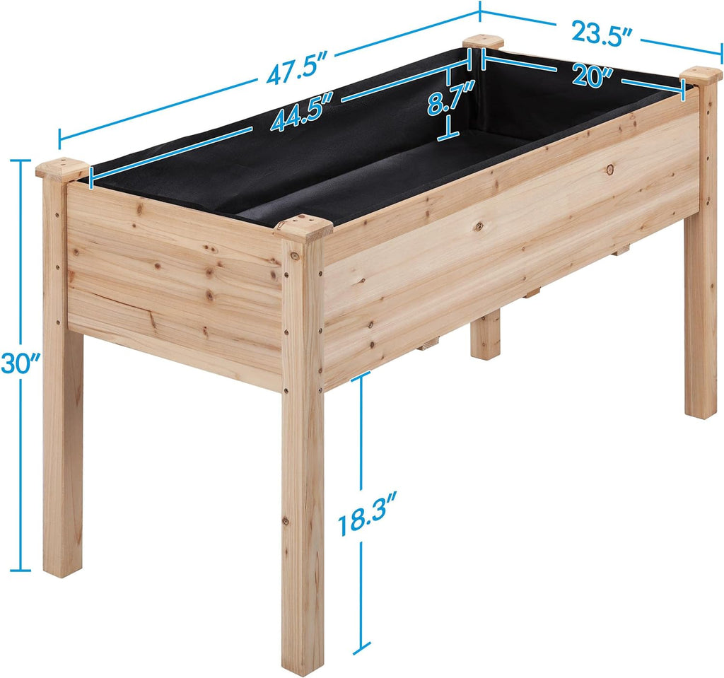 Raised Garden Bed 2Pcs Elevated Wood Planter Box Outdoor, Wood | Fir wood with black non-woven fabric liner offers