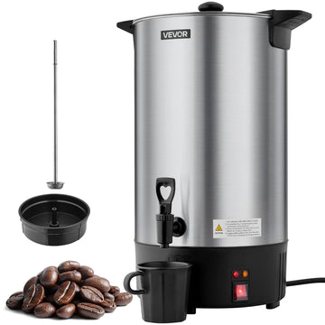 Commercial Coffee Urn, 100 Cup 15 L Hot Beverage Dispenser with Dripless Faucet, Quick-Brewing Stainless Steel Large