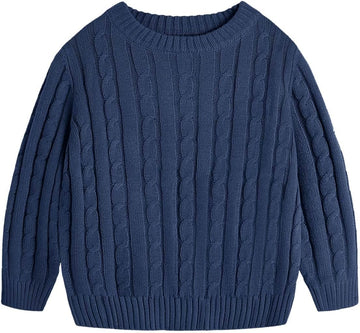 Boys Cable Knit Sweaters Kids Chunky Pullover Tops
