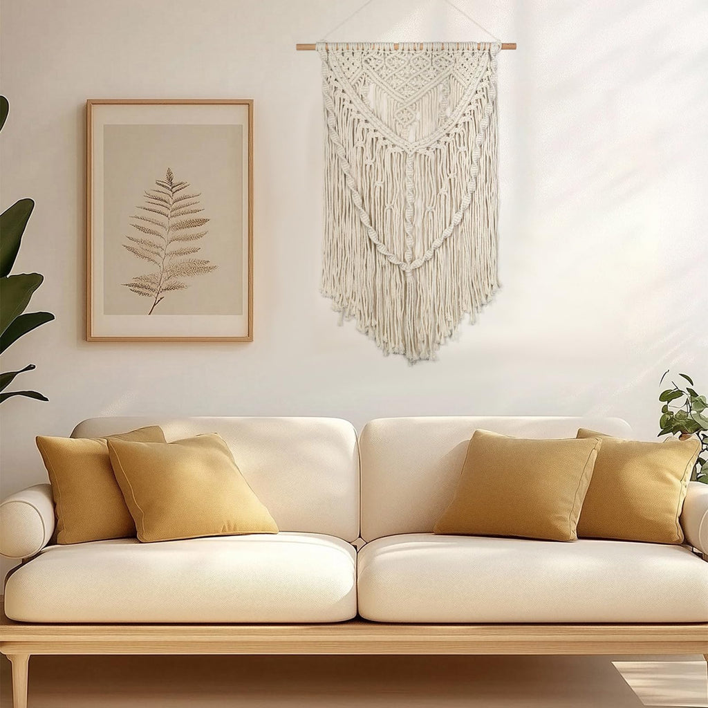 Macrame Wall Hanging, Bohemian Woven Tassel Tapestry
