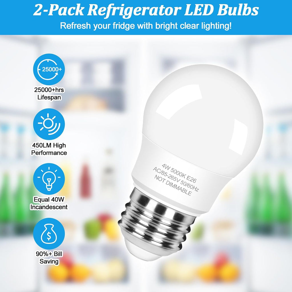 Refrigerator Light Bulb, 4W Appliance Light Bulb A15 LED Bulbs
